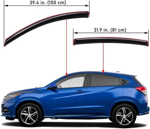 Lightronic WV94369 Outside-Mount Side Window Visors Deflectors Vent Rain Guards, Dark Smoke, 4-Pieces Set, Fits 2016-2022 Honda HR-V in Saudi Arabia