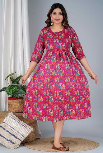 Jikonet Women's Maternity White Kurti for Women with Breastfeeding Dress with Floral Maxi Maternity Dress (Indian Dresses) in Saudi Arabia