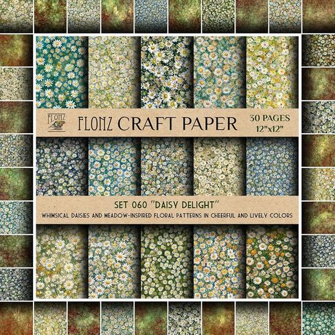Scrapbook Paper (30 pages 12"x12") Lemon Grove: Vibrant Lemon Tree Patterns with Lush Green Leaves and Juicy Yellow Lemons FLONZ Vintage Styled Double Sided Paper Pad for Craft Cardmaking in Saudi Arabia