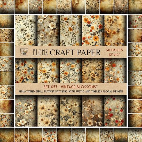 Scrapbook Paper (30 pages 12"x12") Lemon Grove: Vibrant Lemon Tree Patterns with Lush Green Leaves and Juicy Yellow Lemons FLONZ Vintage Styled Double Sided Paper Pad for Craft Cardmaking in Saudi Arabia