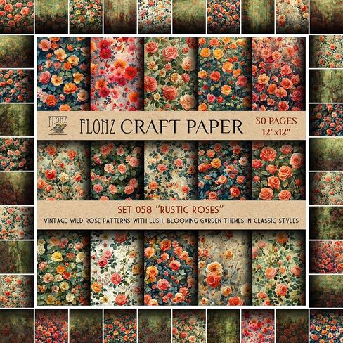 Scrapbook Paper (30 pages 12"x12") Lemon Grove: Vibrant Lemon Tree Patterns with Lush Green Leaves and Juicy Yellow Lemons FLONZ Vintage Styled Double Sided Paper Pad for Craft Cardmaking in Saudi Arabia