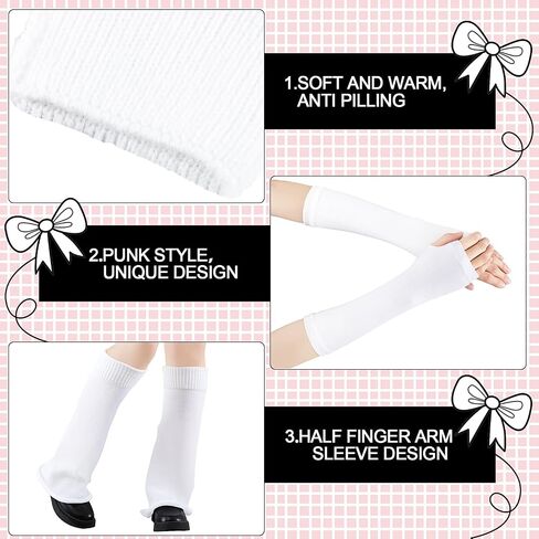 Silicherry Black Goth Arm Sleeve and Y2k Leg Warmers Set Flared Leg Warmers Punk Long Fingerless Gloves Women Goth Accessories in Kuwait