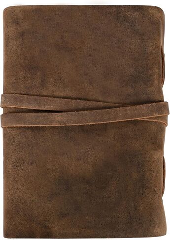 Refillable Leather Drawing Journal Daily Travel Diary, Antique Handmade Vintage Bound Rustic Writing Notebook, Genuine Leather, Unlined White Paper, Art Sketchbook, 6.5x8.5 Inches -Dark Brown in Saudi Arabia