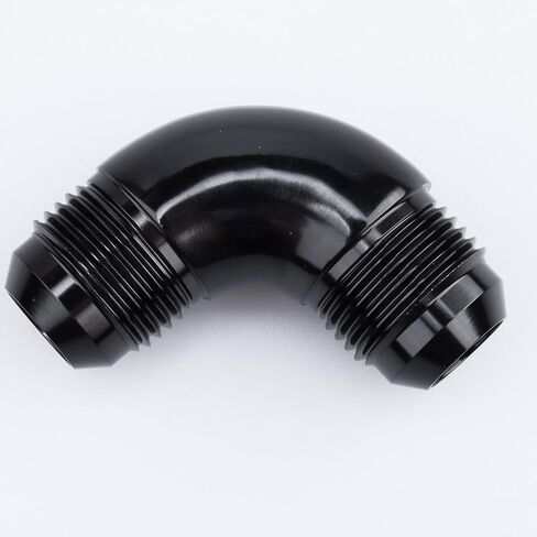 Aluminum 90 Degree Elbow -10 AN Male to 10AN Male Union Coupling Flare Fitting, AN10 One Piece Full Flow Adapter, Black in Saudi Arabia