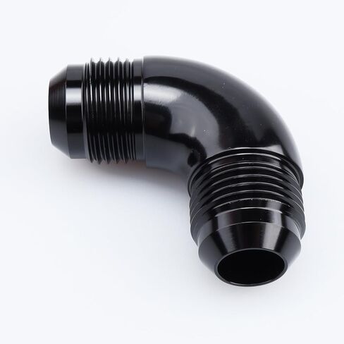 Aluminum 90 Degree Elbow -10 AN Male to 10AN Male Union Coupling Flare Fitting, AN10 One Piece Full Flow Adapter, Black in Saudi Arabia