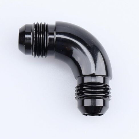 Aluminum 90 Degree Elbow -10 AN Male to 10AN Male Union Coupling Flare Fitting, AN10 One Piece Full Flow Adapter, Black in Saudi Arabia