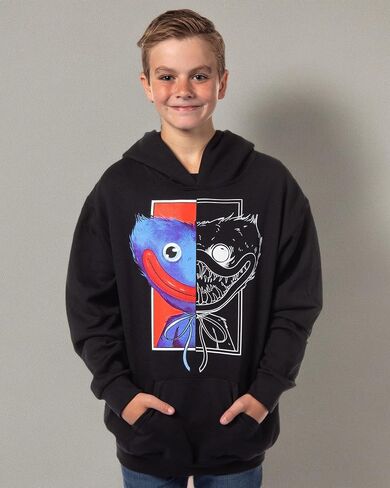 Mad Engine Poppy Playtime Boys' Huggy Split Face Jumpscare Pullover Hoodie in Saudi Arabia