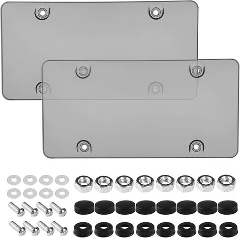 2-Pack Unbreakable Clear License Plate Frames, Slim Design, Rust-Proof Plasitc Holder, Fits All Standard Plates, Screws Included(Tape A) in Saudi Arabia