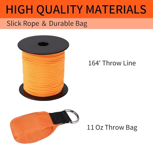 Arborist Throw Line Kit, Arborist Throw Weight and Line Kit, 164’ Ultra Slick 100% Polyester Rope and 14Oz Throw Bag, Arborist Equipment Suitable for High Limb Throwing in Saudi Arabia