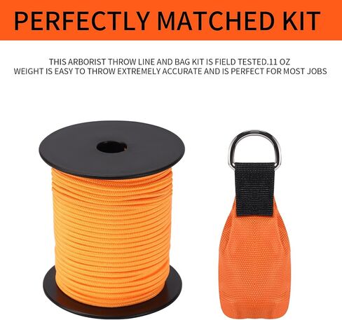 Arborist Throw Line Kit, Arborist Throw Weight and Line Kit, 164’ Ultra Slick 100% Polyester Rope and 14Oz Throw Bag, Arborist Equipment Suitable for High Limb Throwing in Saudi Arabia