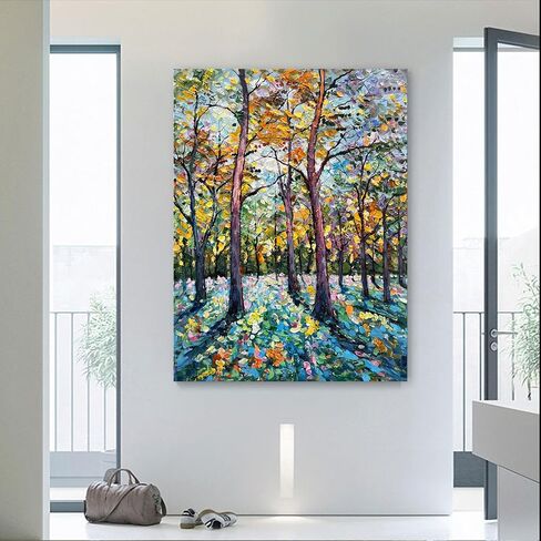 Diathou Art مرسومة باليد على شاطئ البحر منظر طبيعي للمدينة لوحة زيتية حديثة تجريدية فن ديكور جدار المنزل مقاس 30x45 بوصة in Kuwait