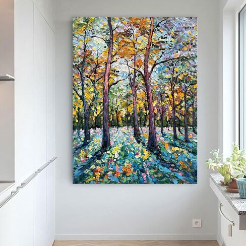 Diathou Art مرسومة باليد على شاطئ البحر منظر طبيعي للمدينة لوحة زيتية حديثة تجريدية فن ديكور جدار المنزل مقاس 30x45 بوصة in Kuwait