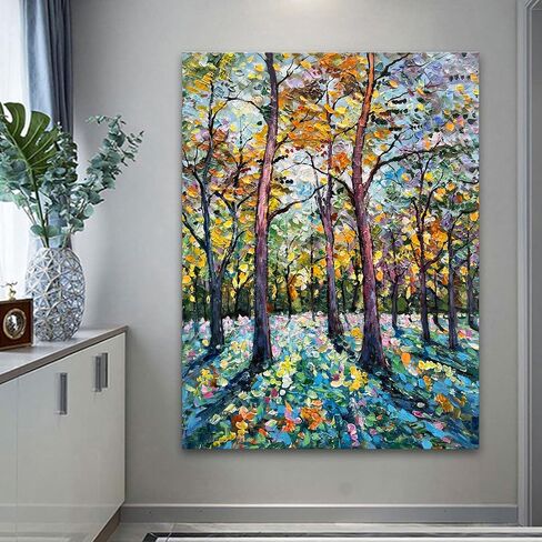 Diathou Art مرسومة باليد على شاطئ البحر منظر طبيعي للمدينة لوحة زيتية حديثة تجريدية فن ديكور جدار المنزل مقاس 30x45 بوصة in Kuwait
