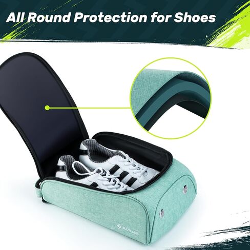 SAPLIZE Soft Padded Golf Shoe Bag, Sport Shoe Carrier Bag with Ventilation Holes, Breathable Shoe Storage Organizer Bag, Blue in Saudi Arabia