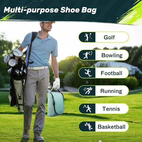 SAPLIZE Soft Padded Golf Shoe Bag, Sport Shoe Carrier Bag with Ventilation Holes, Breathable Shoe Storage Organizer Bag, Blue in Saudi Arabia