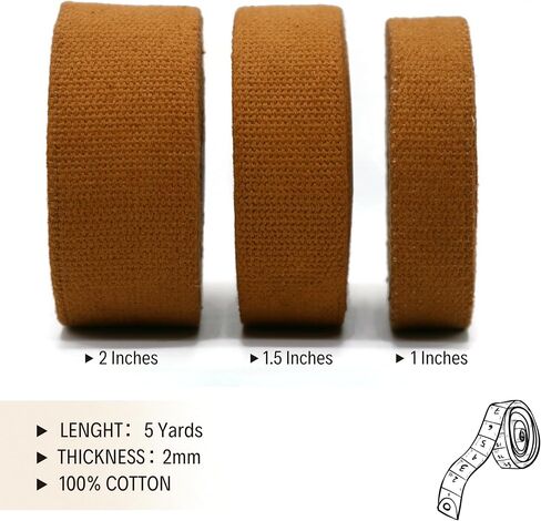 2" & 1.5'' & 1" Cotton Webbing - 5 Yards - 50+ Colors -%100 Natural Cotton - Turkish Woven - Heavy Duty 1 Inch 1.5 Inch 2 Inch Canvas Webbing for Sewing Straps Bag Climbing Indoors Craft DIY 11304… in Saudi Arabia
