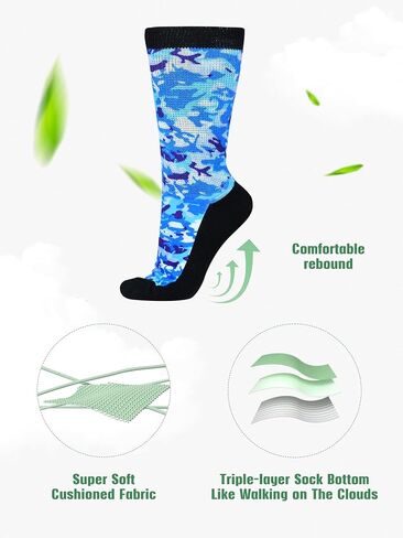 Artdear Colorful Bamboo Diabetic Socks for Men & Women - 2 Pairs Non Binding Extra Wide Crew Socks (US, Alpha, Large, Regular, Regular, White) in Kuwait