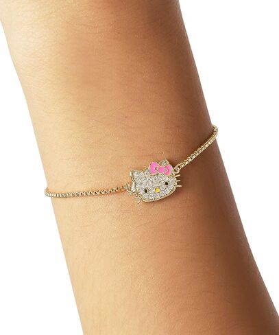 Hello Kitty Bracelet for Women Official License, 18k Gold Flash-Plated Lariat Bracelet with Pendant and Fashion Pearls in Saudi Arabia