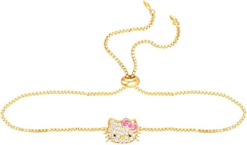 Hello Kitty Bracelet for Women Official License, 18k Gold Flash-Plated Lariat Bracelet with Pendant and Fashion Pearls in Saudi Arabia