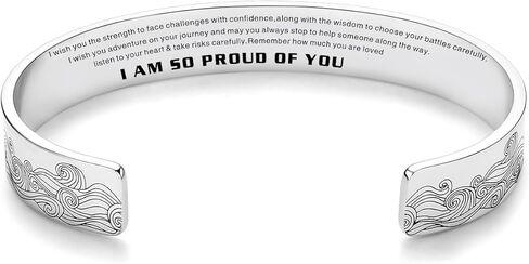 YYQX Inspirational Bracelets for Women Girls Personalized Gifts Stainless Steel Engraved Cuff Bangle Birthday Christmas Jewelry for Her Friends Daughter Granddaughter Sister in Kuwait