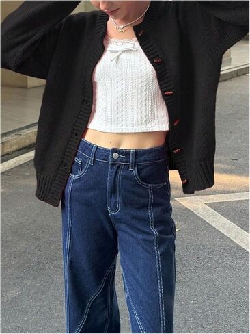 GORGLITTER Women's Winter Sweater Cropped Button Up Cardigan Sweaters Long Sleeve Knit Tops in Saudi Arabia