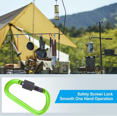 10 Pack Aluminum D Ring Key Rings Hiking Clips Locking Carabiner for Hiking Camping Fishing and Outdoor Use in Saudi Arabia