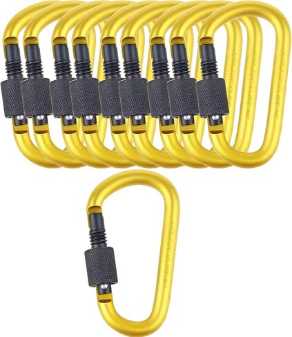 10 Pack Aluminum D Ring Key Rings Hiking Clips Locking Carabiner for Hiking Camping Fishing and Outdoor Use in Saudi Arabia