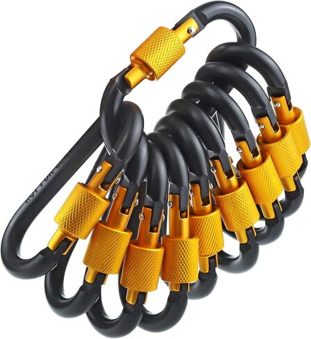 10 Pack Aluminum D Ring Key Rings Hiking Clips Locking Carabiner for Hiking Camping Fishing and Outdoor Use in Saudi Arabia
