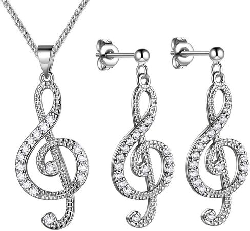 beautlace Women's Musical Note Necklace Silver/18K Gold Black Gun Plated Treble Clef Music Note Jewelry Gifts for Music Lover in Kuwait