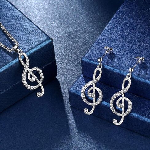 beautlace Women's Musical Note Necklace Silver/18K Gold Black Gun Plated Treble Clef Music Note Jewelry Gifts for Music Lover in Kuwait