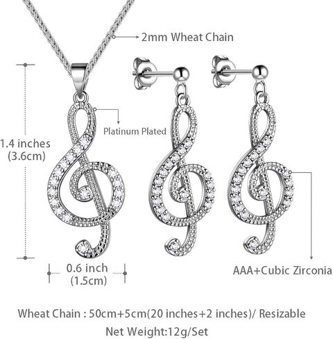 beautlace Women's Musical Note Necklace Silver/18K Gold Black Gun Plated Treble Clef Music Note Jewelry Gifts for Music Lover in Kuwait
