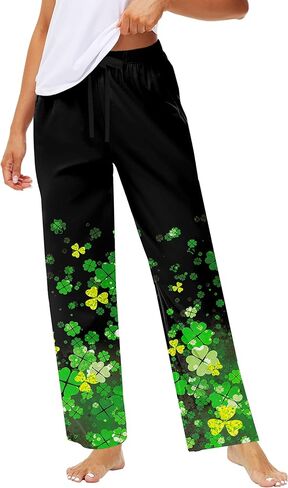 Remimi Womens St Patrick Day Pajama Pants Wide Leg Drawstring Sweatpants in Kuwait