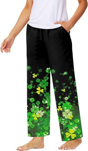 Remimi Womens St Patrick Day Pajama Pants Wide Leg Drawstring Sweatpants in Kuwait