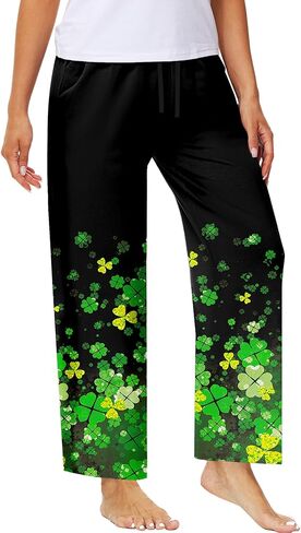 Remimi Womens St Patrick Day Pajama Pants Wide Leg Drawstring Sweatpants in Kuwait