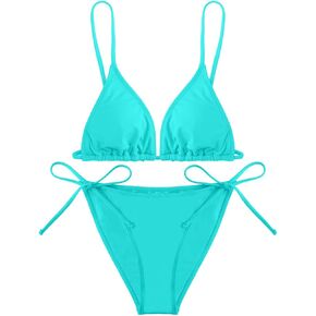 Holipick Women Two Piece Swimsuit Sexy Triangle Bathing Suit Top String Bikini Sets Tie Side Swimwear