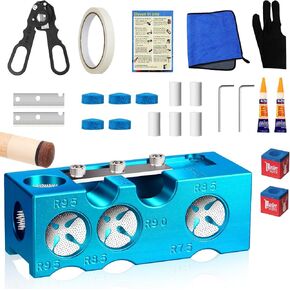11-in-1 Aluminum Alloy Pool Cue Tip Shaper, Professional Cue Stick Tool Kit for Billiards Enthusiastsm, Pool Cue Shaper Accessories for Replacement and Shaping Cue Tips-Blue in Saudi Arabia