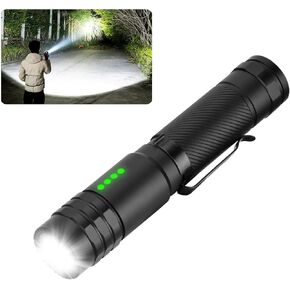 Flashlight Rechargeable High Lumens, Flashlight Rechargeable USB-C, Powerful Handheld Flash Light 5 Modes, Super Bright Pocket LED Flashlight for Camping, Emergency, Rescue（2 Pack）