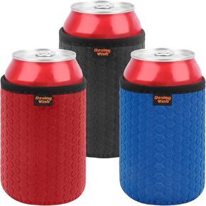Desing Wish Portable 16.9 oz Plastic Bottles Insulators Sleeves 16 17 18 oz Beverage Bottle/Can Sleeves Holder with Shoulder Strap Plastic Bottle Sleeves Coolers 2 PCS (Black/Red)
