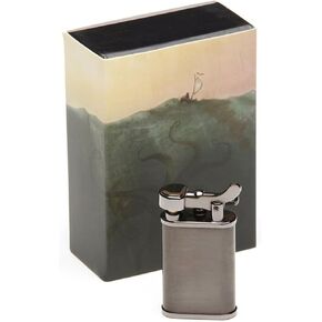 Kabuto Silver Satin Pipe Lighter - Japanese Butane Lighter for Pipes, Angled Lighter, Refillable Lighters, Soft Flame Pipe Lighter, Adjustable Flame Lighter, Airline Friendly Travel Lighter