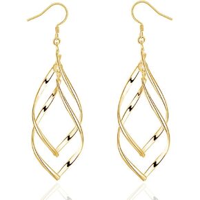 Sterling Silver Earrings dangle Hoops Elegant rotating Earring for Womens