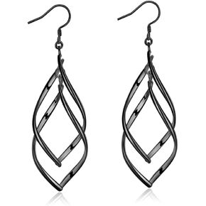 Sterling Silver Earrings dangle Hoops Elegant rotating Earring for Womens