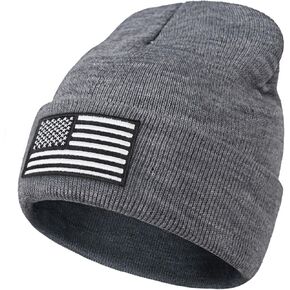 American Flag Embroidered Beanie Winter Hat for Men Women, Multi-Season Military Tactical Gear Police Army Winter Warm Hat