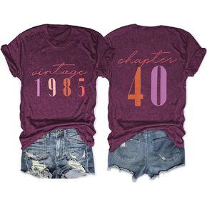 40th Birthday Shirts for Women Vintage 1984 T Shirt Casual Short Sleeve Birthday Party Outfits Tops