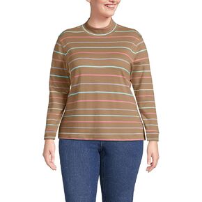 Lands' End Women Long Sleeve Relaxed Cotton Mock White Regular Medium