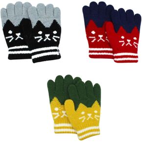 RARITYUS 2 or 3 Pairs Kids Cute Cat Warm Gloves Winter Knitted Mittens for Boys Girls Toddler 0-15 Years old