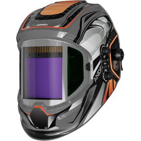 ANDELI Welding Helmet - Panoramic 180° View 3.94"X3.74", LED Lighting True Color Auto Darkening Welding Helmet with Light, 4 Arc Sensor, Wide Shade 4/5-8/9-13 Welder Mask Type-C Charging