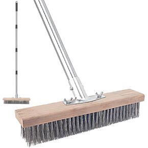 Deck Brush with Long Handle, 52'' Palmyra Bristle Floor Scrubber Broom for Boat, Patio, Garage, Concrete, Shower, Bathroom Cleaning, Outdoor Scrub Broom