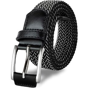 BUMA Men's Stretch Woven Braided Belt 1 3/8 for Golf and Casual - Leather Buckle in Kuwait