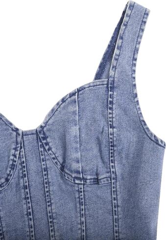 Verdusa Women's Sweetheart Neck Sleeveless Asymmetrical Denim Crop Cami Top in Saudi Arabia