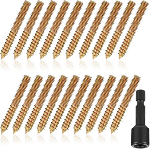 Hicarer 20 Pack 5/16-18 x 3 Inch Hanger Bolts Double Headed Bolts with Hanger Bolt Driver Self Tapping Screw Hanger Bolts for Furniture Screws Double Screw Threaded Rods Bolt for Wood Furniture Joint in Saudi Arabia